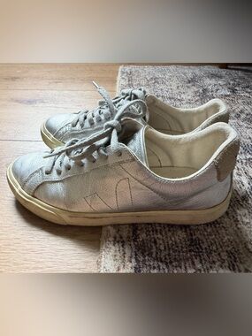 Veja Campo ChromeFree Leather Sneakers in Silver White